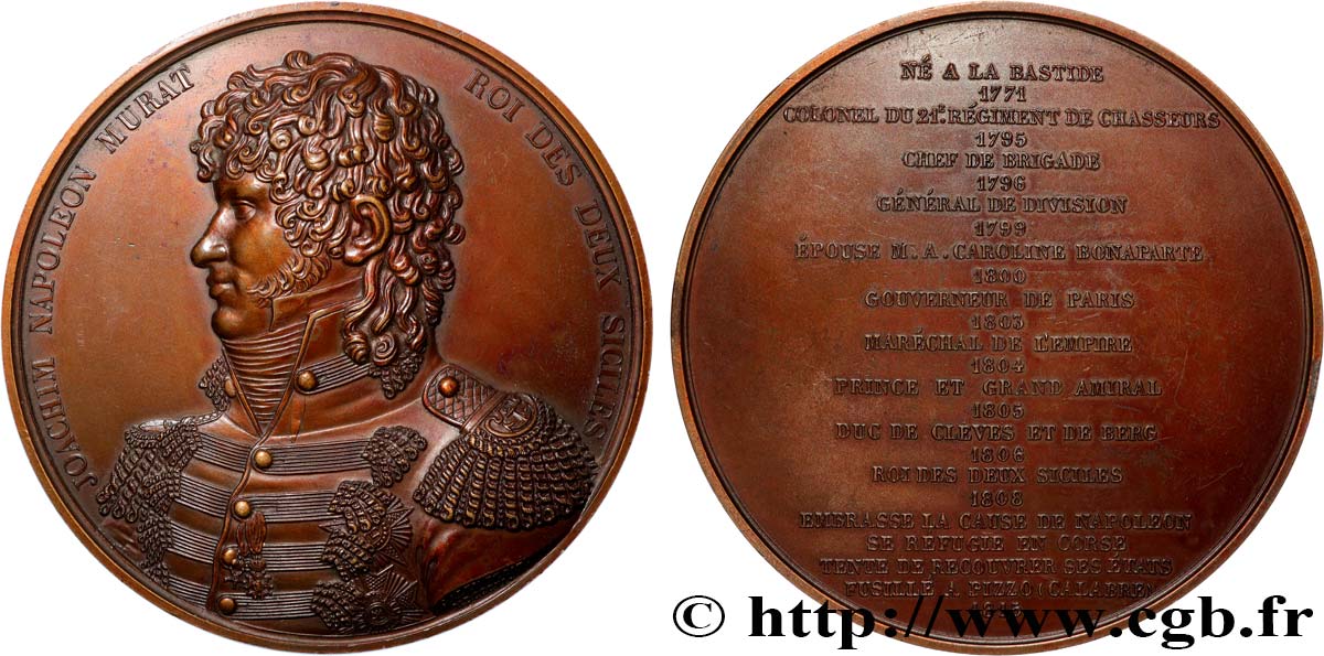 PREMIER EMPIRE Médaille, Joachim Napoléon Murat, refrappe  TTB+