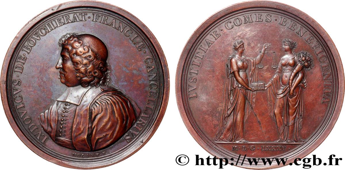 LOUIS XIV LE GRAND OU LE ROI SOLEIL Médaille, Chancelier Louis de Boucherat TTB+