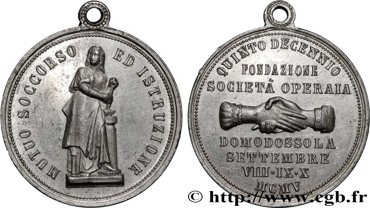 ASSURANCES Médaille, Cinquantenaire de la fondation de la Société ouvrière TTB+