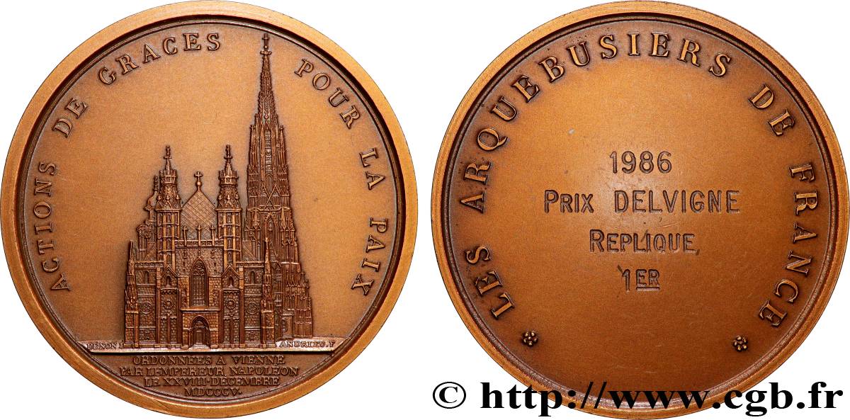 CINQUIÈME RÉPUBLIQUE Médaille, Les arquebusiers de France, Prix Delvigne SUP