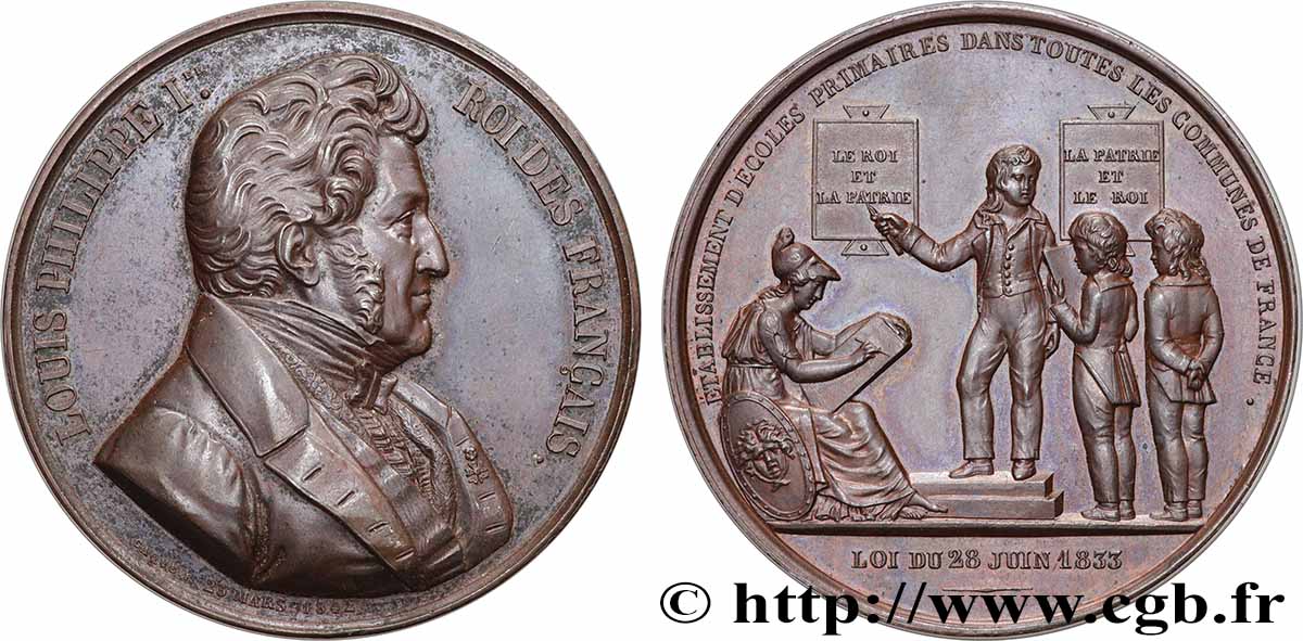 LOUIS-PHILIPPE Ier Médaille, Établissement d’écoles primaires SUP