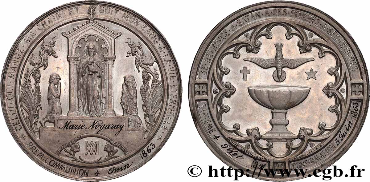 SECOND EMPIRE Médaille de Baptême, Communion et Confirmation TTB+