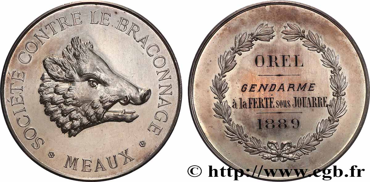TROISIÈME RÉPUBLIQUE Médaille, Société contre le braconnage SUP