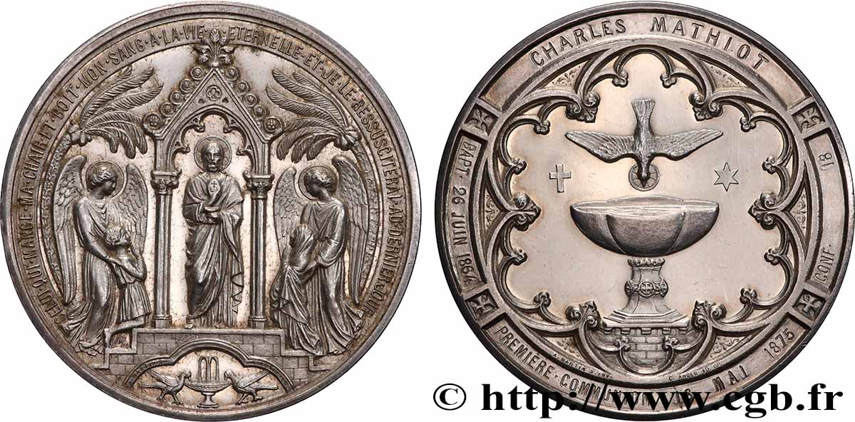 TROISIÈME RÉPUBLIQUE Médaille de Baptême, Communion et Confirmation TTB+