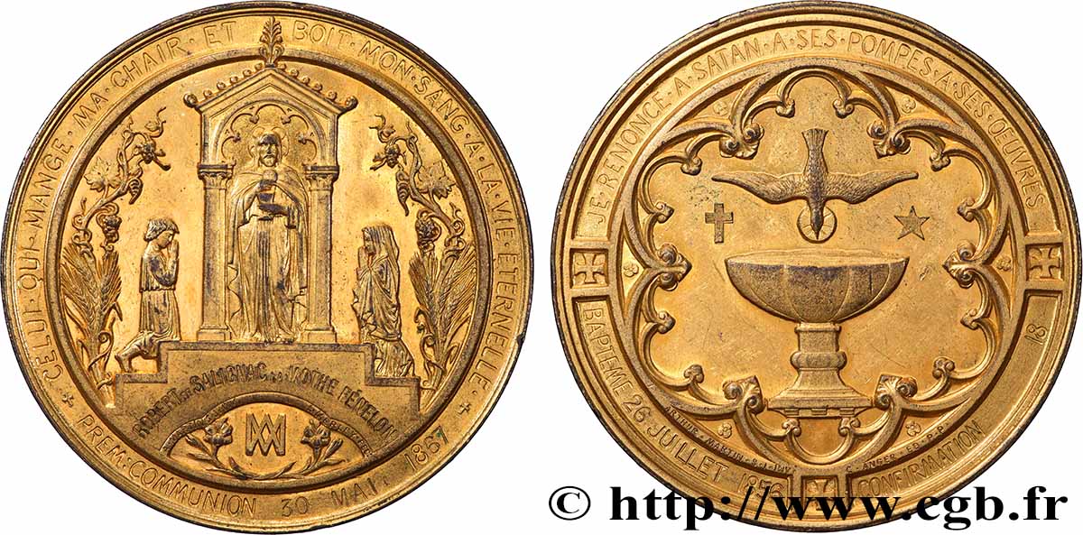 SECOND EMPIRE Médaille de Baptême, Communion et Confirmation TTB+
