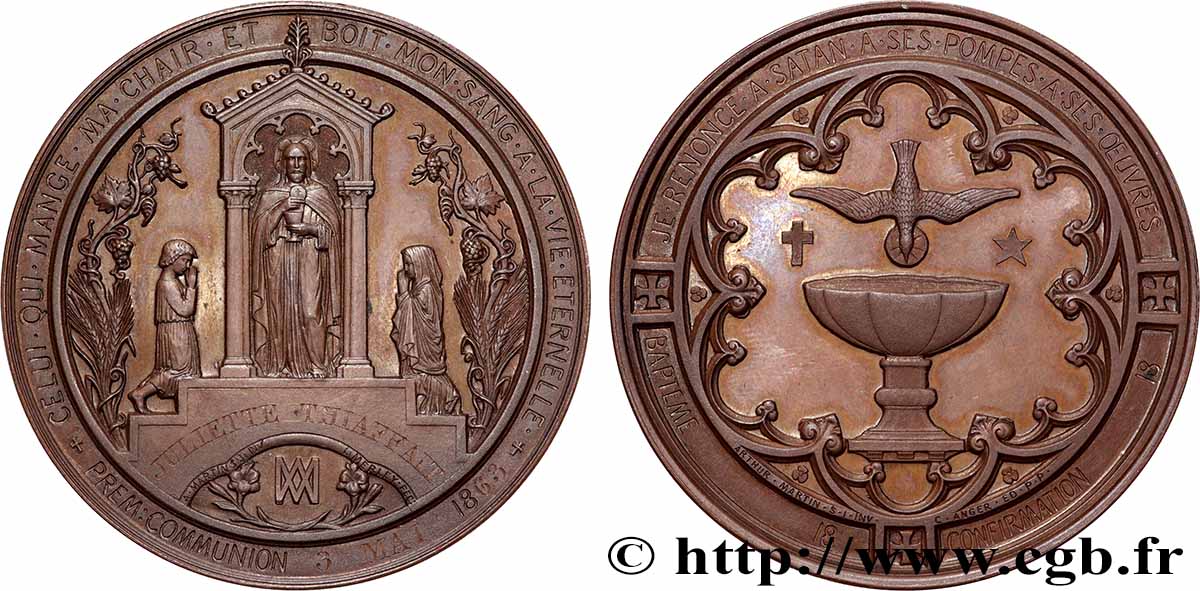 ZWEITES KAISERREICH Médaille de Baptême, Communion et Confirmation VZ