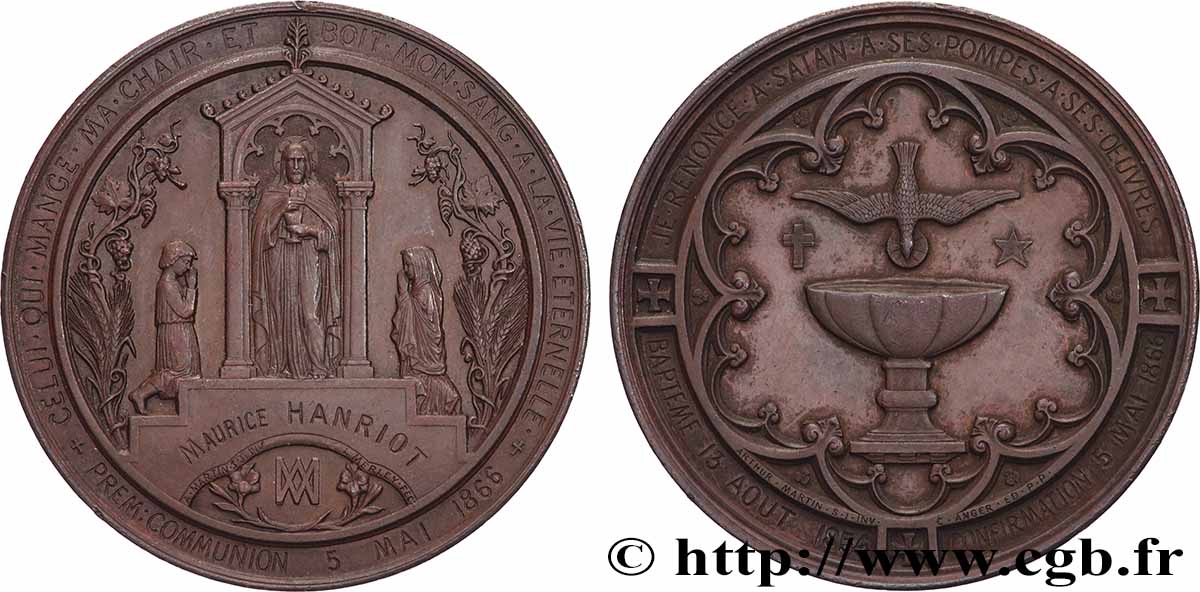 SECOND EMPIRE Médaille de Baptême, Communion et Confirmation AU