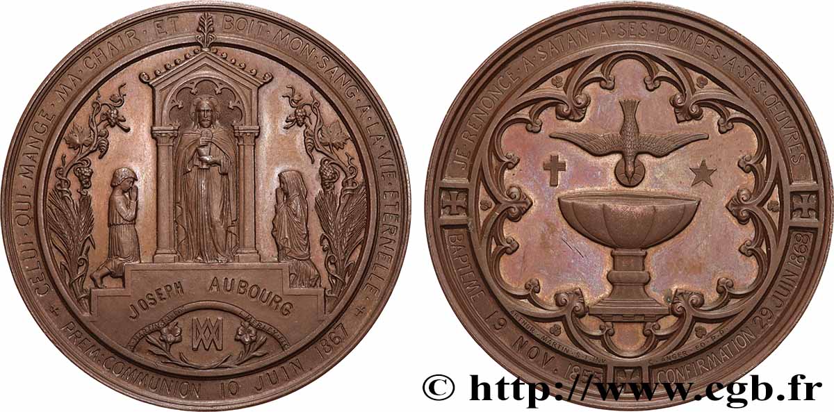 SECONDO IMPERO FRANCESE Médaille de Baptême, Communion et Confirmation SPL