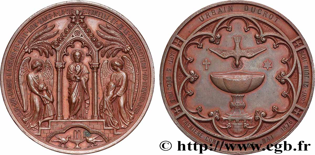 TROISIÈME RÉPUBLIQUE Médaille de Baptême, Communion et Confirmation TTB