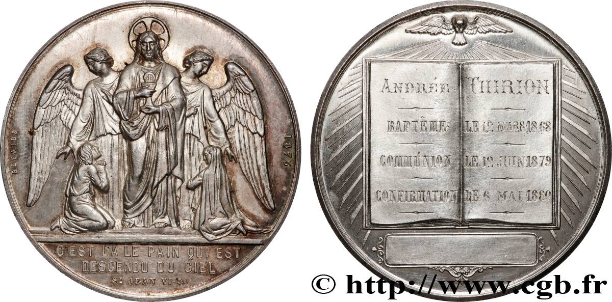 TERZA REPUBBLICA FRANCESE Médaille de baptême, communion et confirmation q.SPL/SPL
