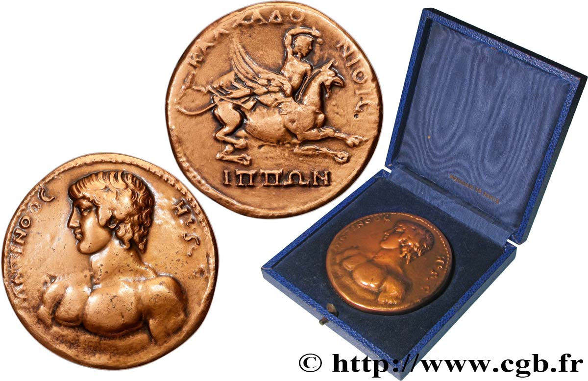 ANTINOÜS Médaille, Reproduction d’une monnaie de bronze frappée à Chalcédoine, Antinoüs, n°390 SUP