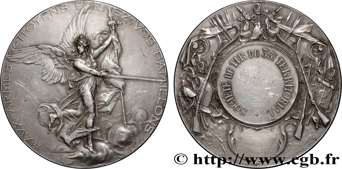 III REPUBLIC Médaille, Société de tir du 35e territorial AU