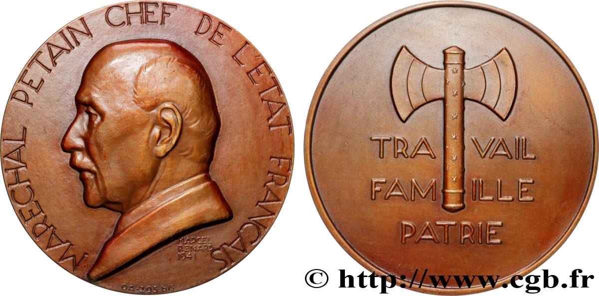 ÉTAT FRANÇAIS Médaille du maréchal Pétain, Travail, famille et patrie SUP