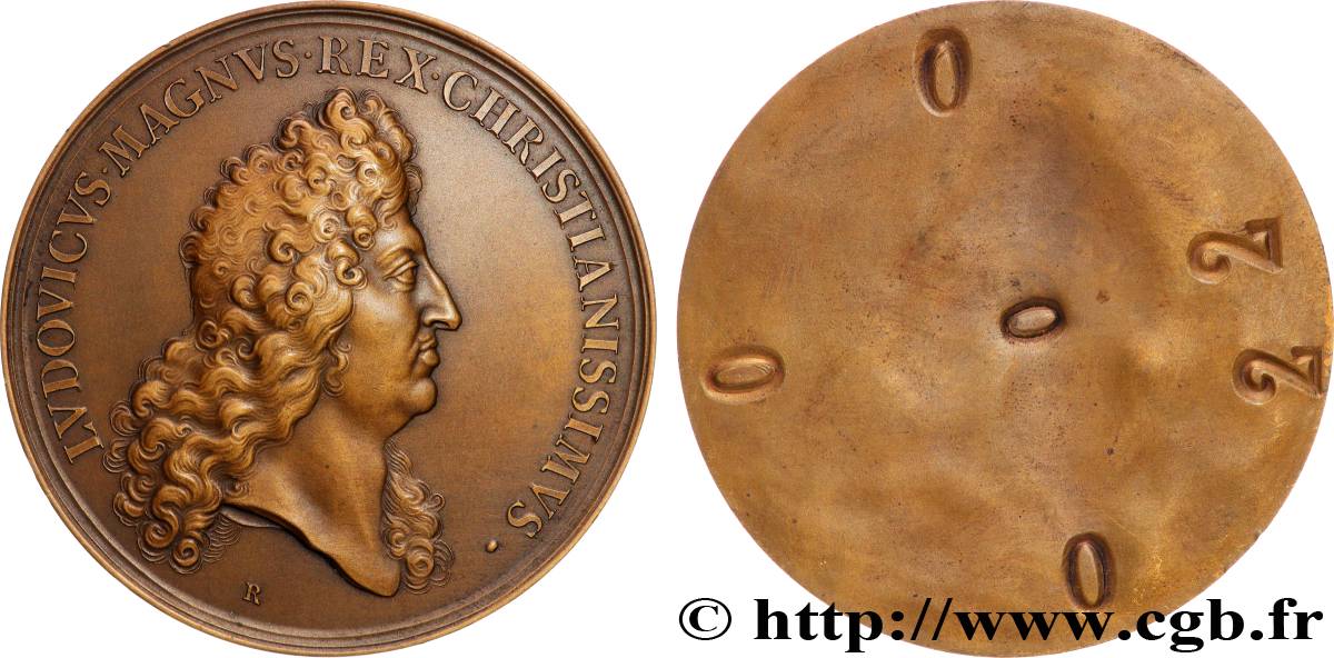 LOUIS XIV  THE SUN KING  Médaille, Louis XIV, refrappe de la 44e effigie, épreuve de l’avers SPL