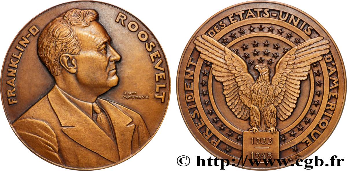 ÉTATS-UNIS D AMÉRIQUE Médaille, Franklin Roosevelt VZ