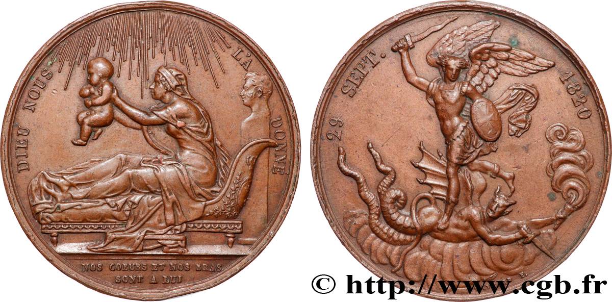 HENRI V COMTE DE CHAMBORD Médaille, Naissance de Henri, duc de Bordeaux, futur comte de Chambord q.SPL