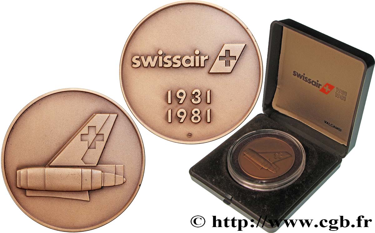 SUISSE Médaille, Cinquantenaire de Swissair SUP