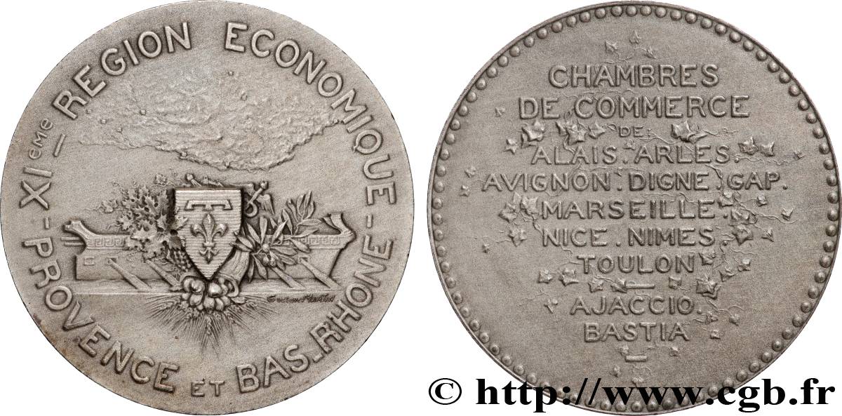 TROISIÈME RÉPUBLIQUE Médaille, Chambres de commerce de Provence et Bas-Rhône SUP