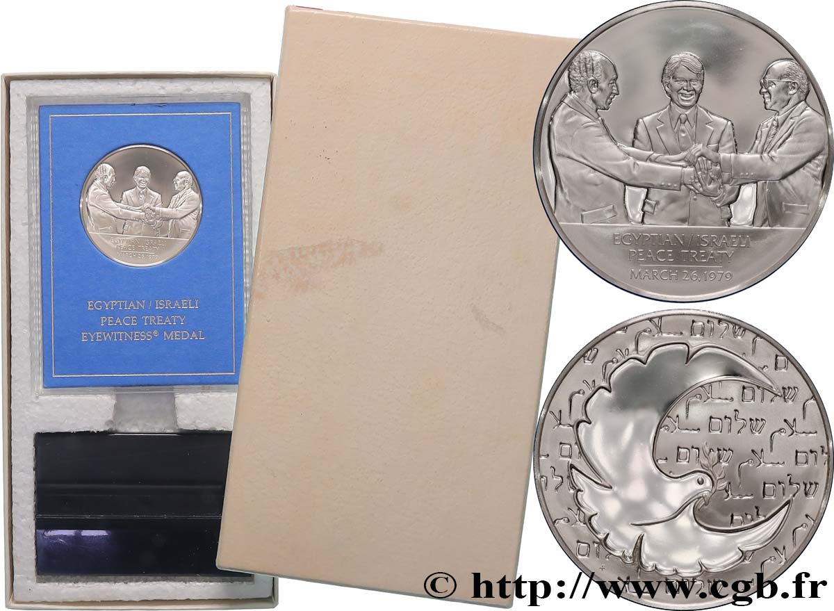POLITIQUE ET POLITICIENS Médaille, Traité de paix Israelo-Egyptien BE