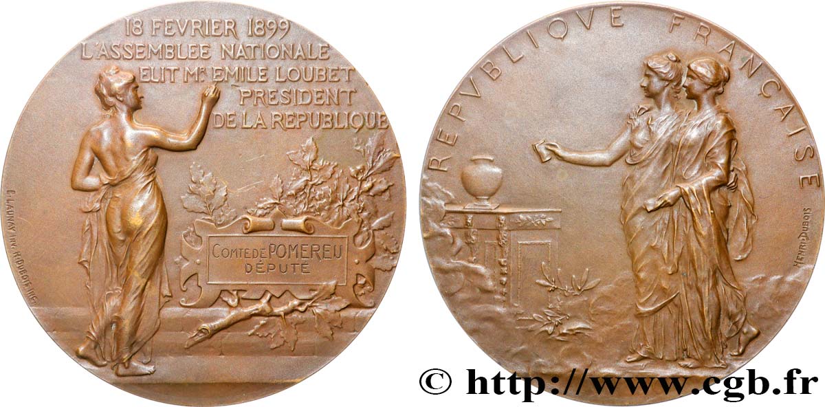 III REPUBLIC Médaille, Élection d’Émile Loubet AU