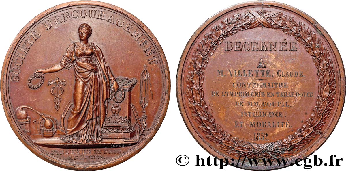 DEUXIÈME RÉPUBLIQUE Médaille, Société d’encouragement TTB