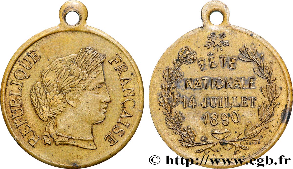 TROISIÈME RÉPUBLIQUE Médaille, Souvenir de la fête nationale TTB