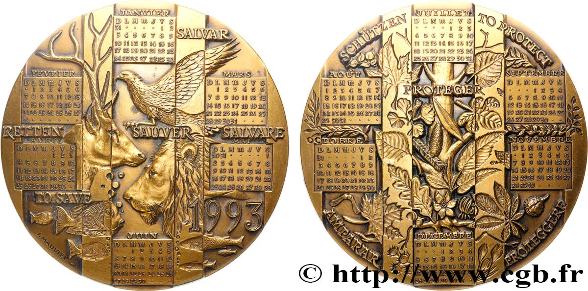 FUNFTE FRANZOSISCHE REPUBLIK Médaille calendrier, Sauver et Protéger VZ