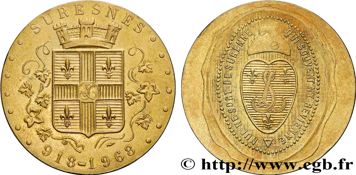 QUINTA REPUBBLICA FRANCESE Médaille, 1050ème anniversaire de la Ville de Suresnes q.SPL