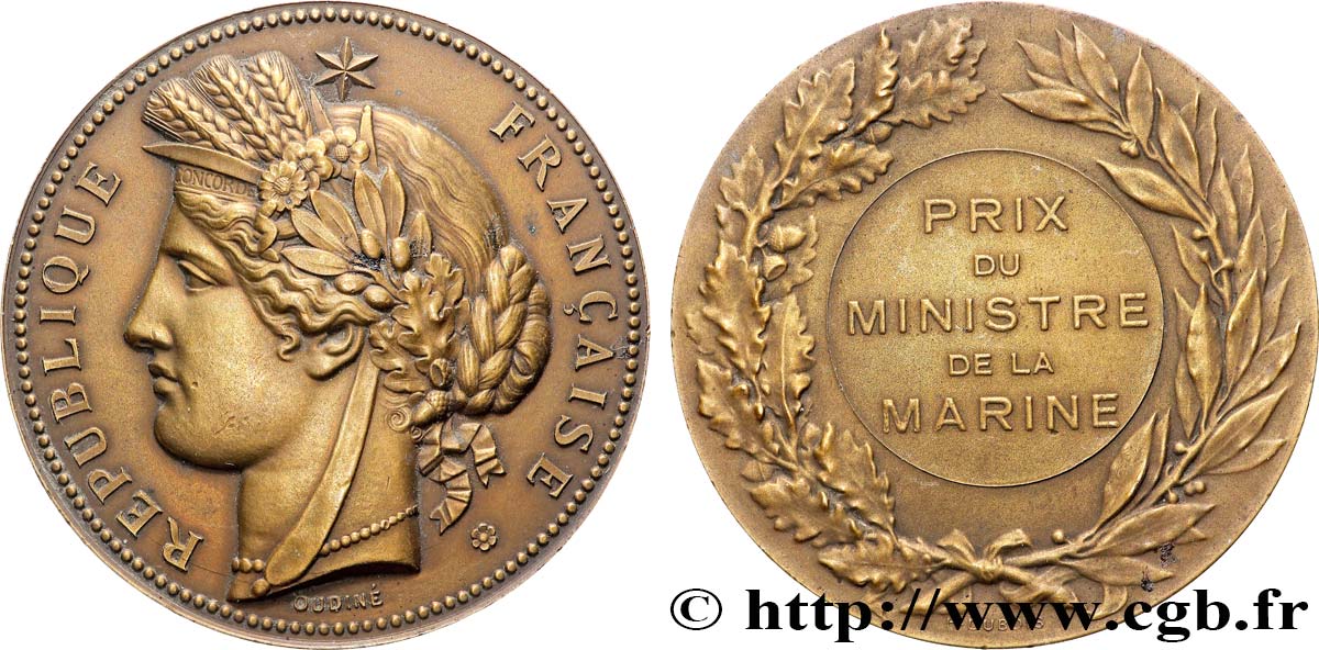 III REPUBLIC Médaille, Prix du Ministre de la Marine AU