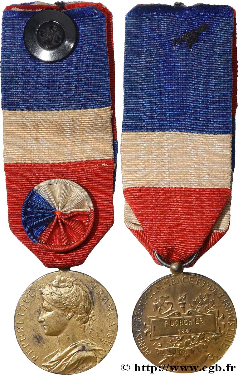 ETAT FRANÇAIS Médaille d’honneur du travail, Ministère du commerce et de l’industrie, Vermeil q.SPL