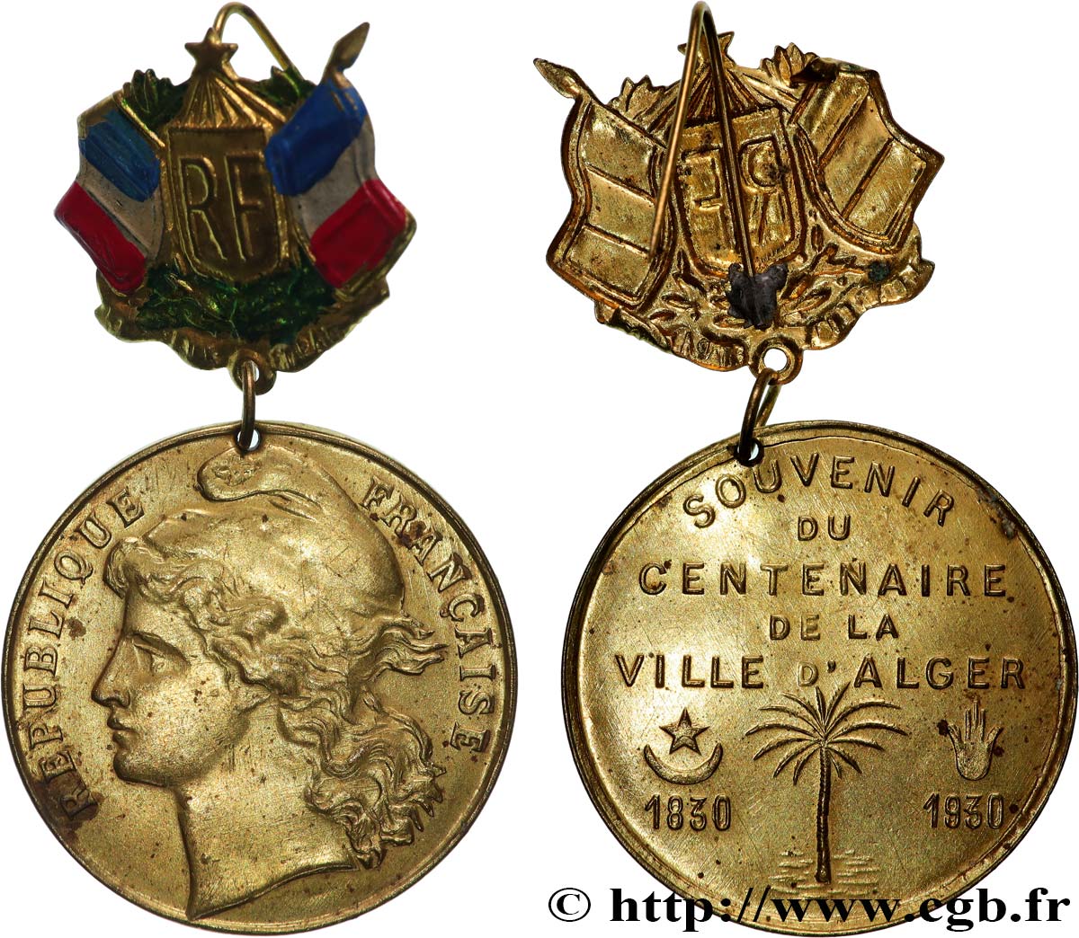 ALGÉRIE - TROISIÈME RÉPUBLIQUE Médaille, Souvenir du centenaire de la ville d’Alger MBC+