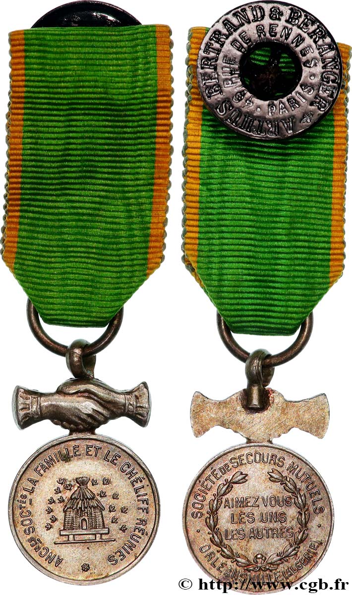 ALGÉRIE - TROISIÈME RÉPUBLIQUE Médaille, Anciennes Sociétés La Famille et Le Cheliff réunies TTB+