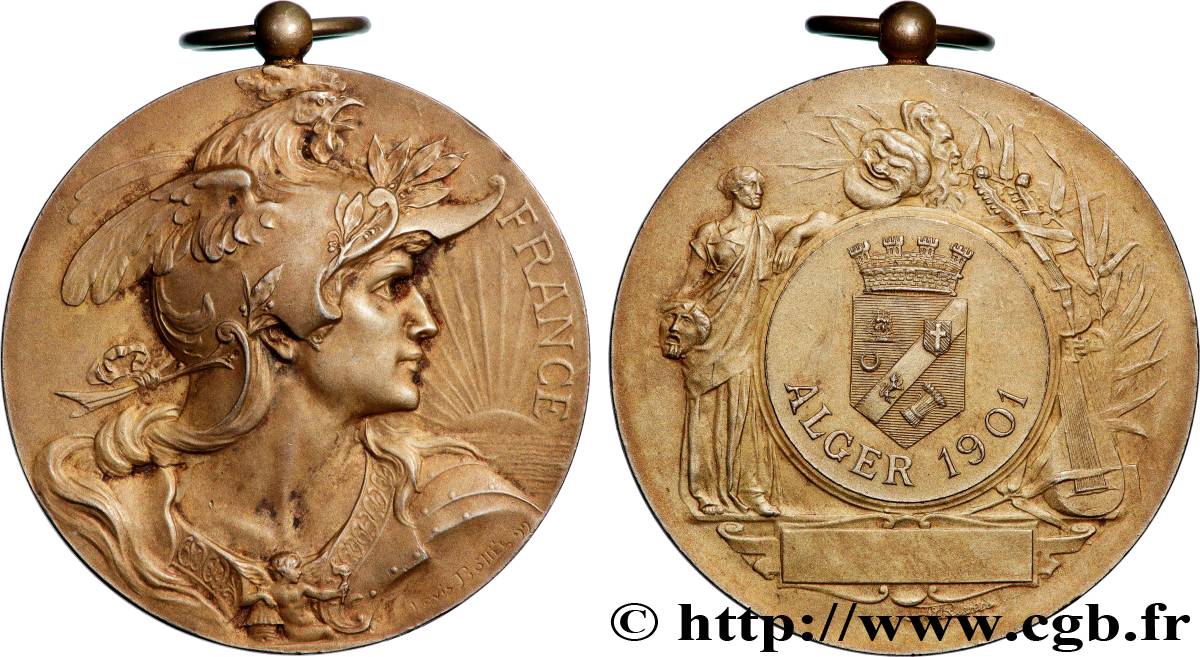 ALGÉRIE - TROISIÈME RÉPUBLIQUE Médaille, Récompense artistique AU