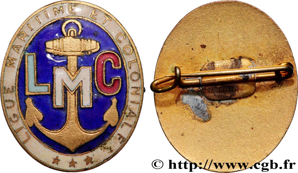 ALGÉRIE - TROISIÈME RÉPUBLIQUE Insigne, Ligue maritime et coloniale MBC