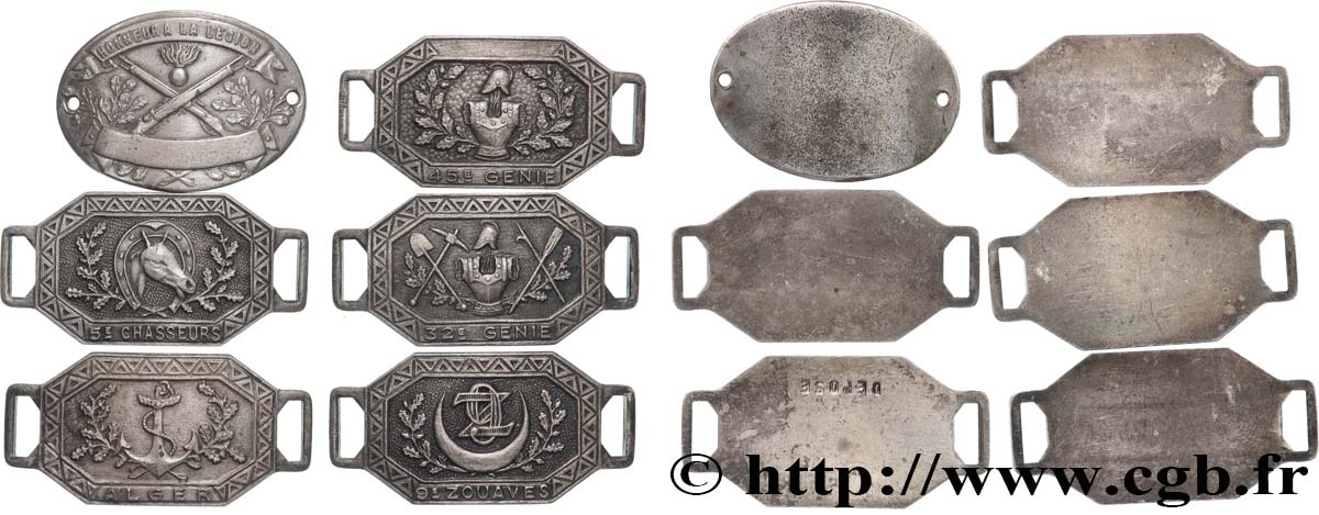 ALGÉRIE - TROISIÈME RÉPUBLIQUE Lot de 6 insignes/plaquettes militaires MBC+