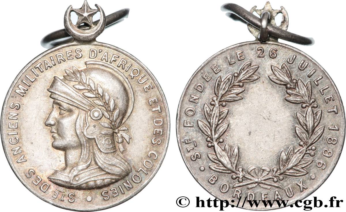 TROISIÈME RÉPUBLIQUE Médaille, Société des anciens militaires d’Afrique et des colonies TTB+/SUP