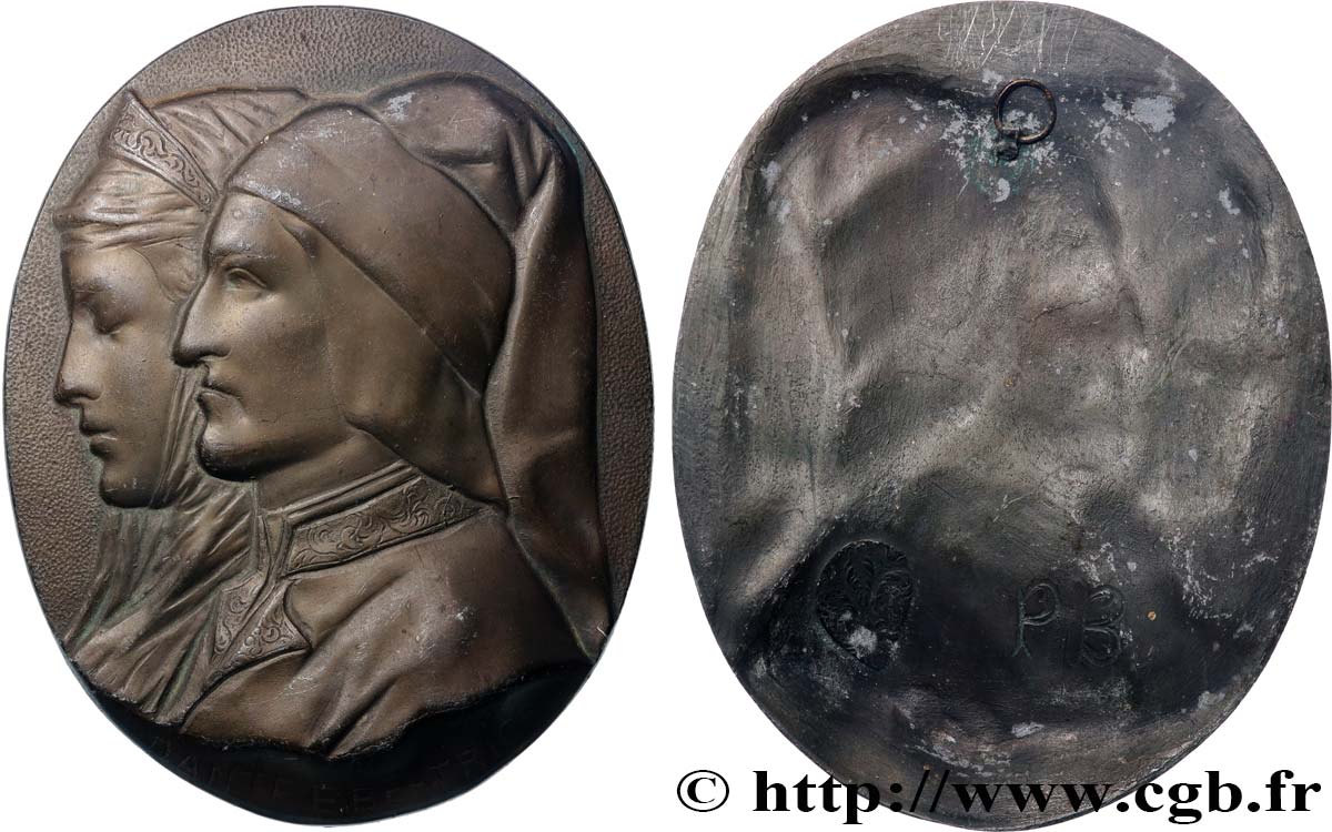 ART, PAINTING AND SCULPTURE Plaque, Dante et Béatrice AU