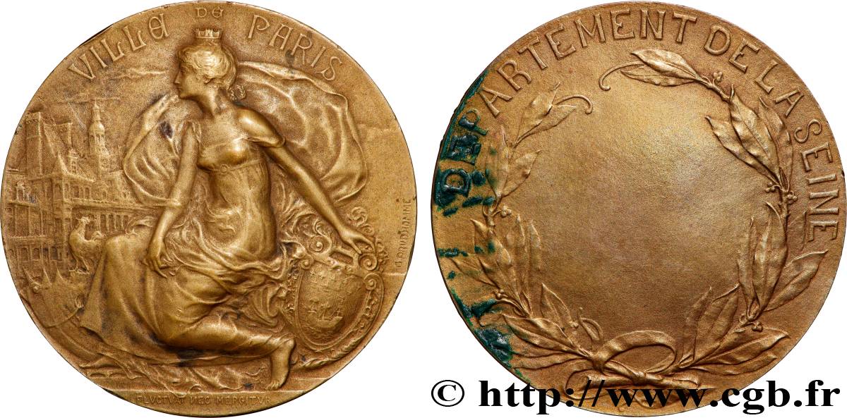 III REPUBLIC Médaille, Ville de Paris AU/XF