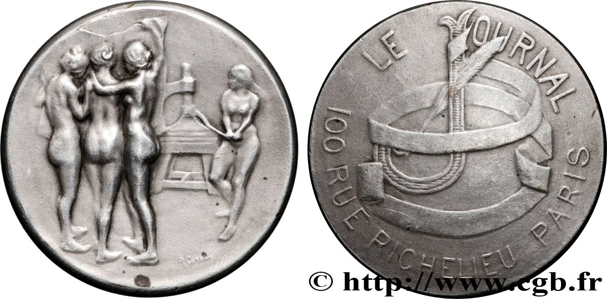 III REPUBLIC Médaille, Le journal par Carabin XF