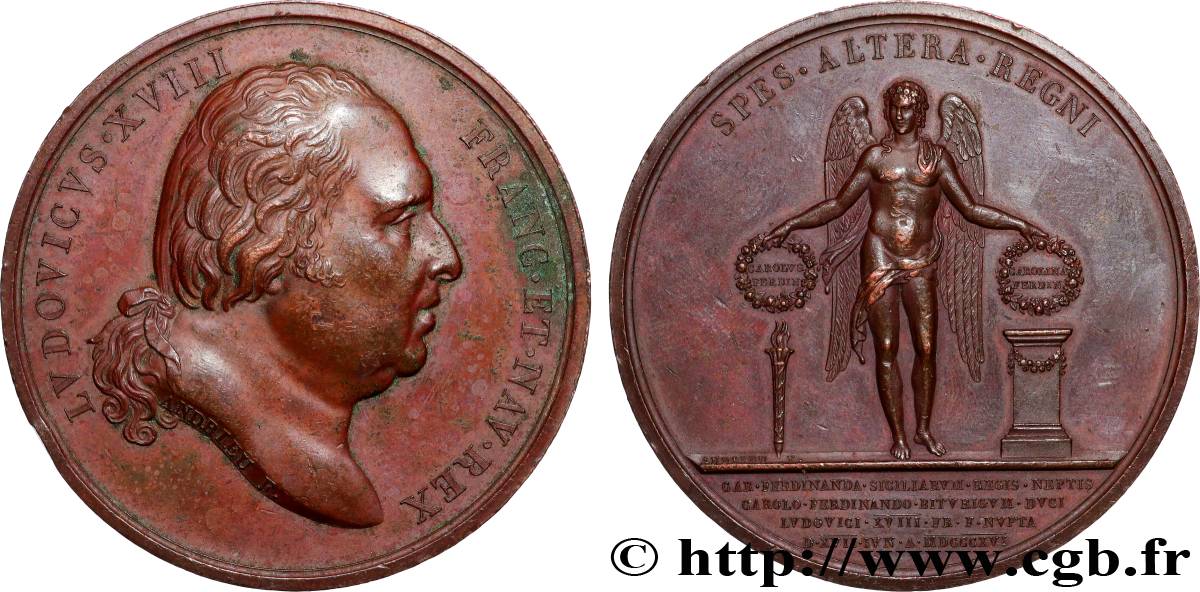 LUDWIG XVIII Médaille, Mariage du duc de Berry fVZ