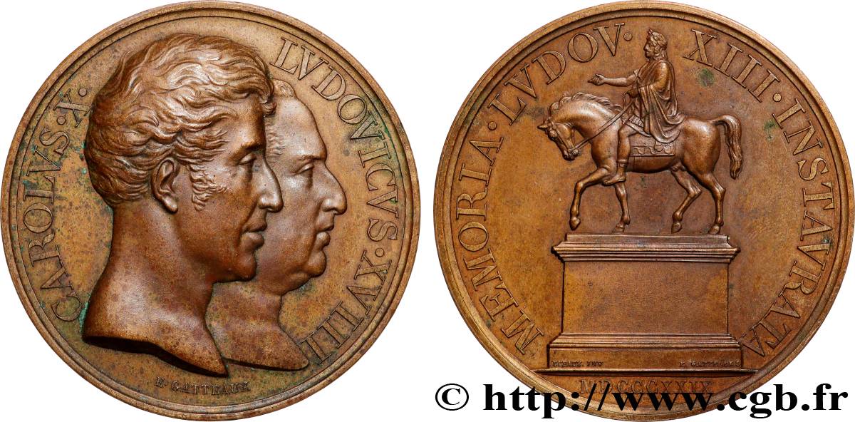 CHARLES X Médaille, Statue équestre de Louis XIII VZ