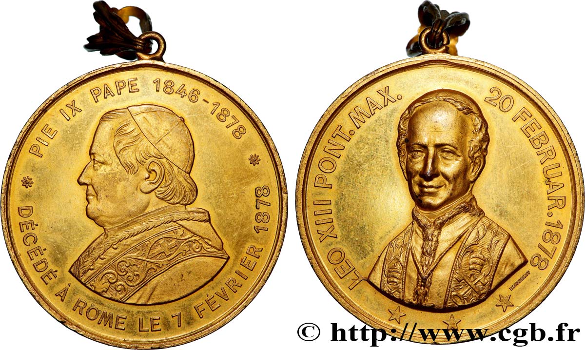 ITALY - PAPAL STATES - LEO XIII (Vincenzo Gioacchino Pecci) Médaille, Décès de Pie IX, Avènement de Léon XIII AU