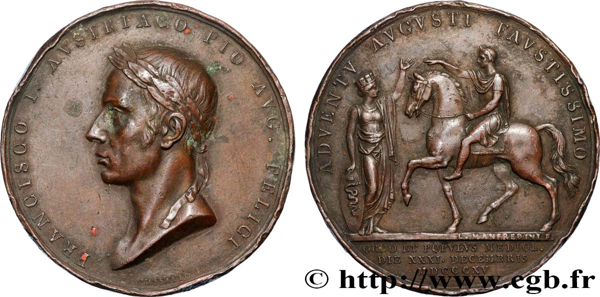 AUTRICHE - FRANÇOIS D AUTRICHE Médaille, Retour des provinces de Lombardie-Venetie TB+
