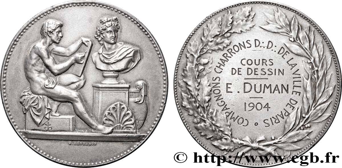 TROISIÈME RÉPUBLIQUE Médaille de récompense, cours de dessin TTB+