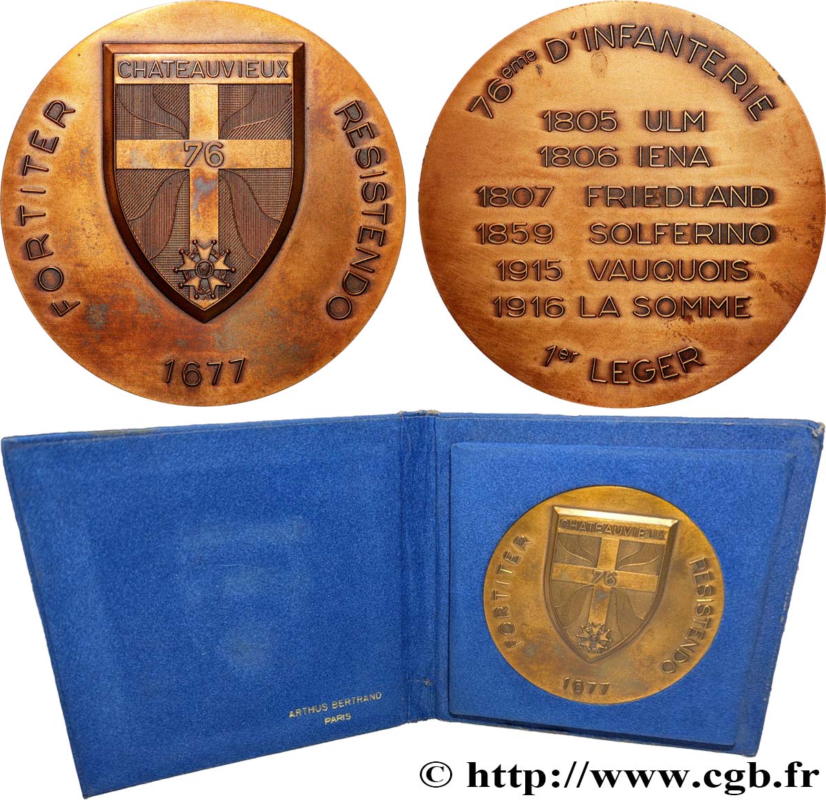 TROISIÈME RÉPUBLIQUE Médaille, 76ème d’infanterie TTB+/SUP