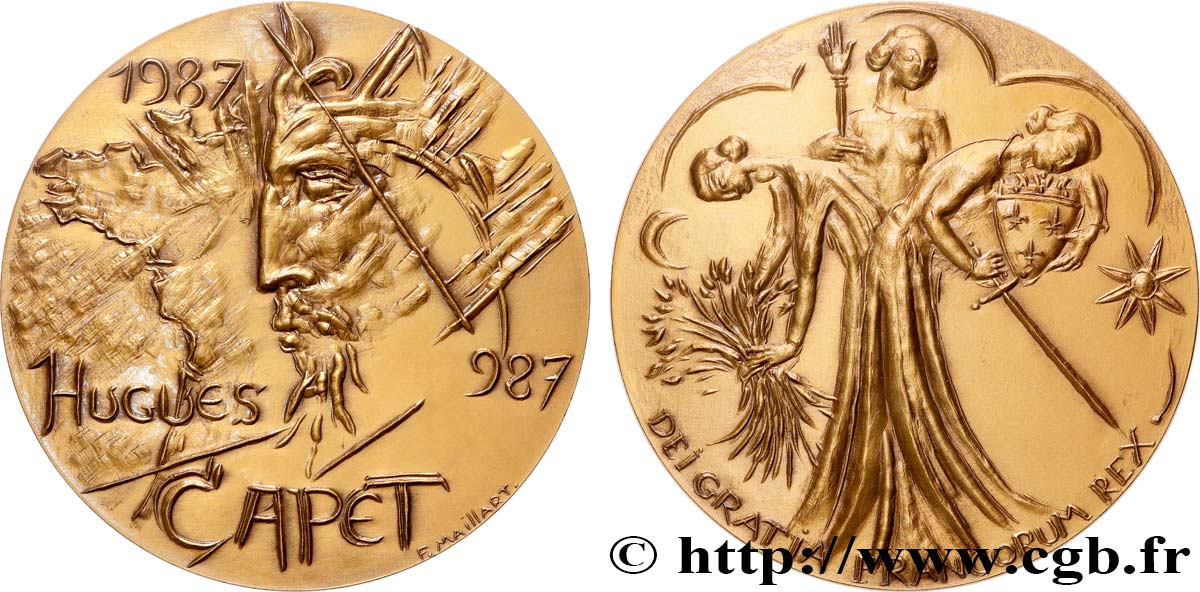 CINQUIÈME RÉPUBLIQUE Médaille, Millénaire Capétien, n°749 SUP+