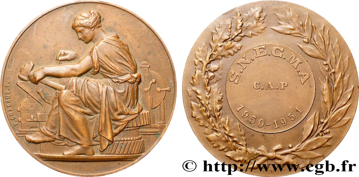 FRENCH FOURTH REPUBLIC Médaille, Société nationale d étude et de construction de moteurs d aviation, Certificat d’Aptitude Professionnelle XF