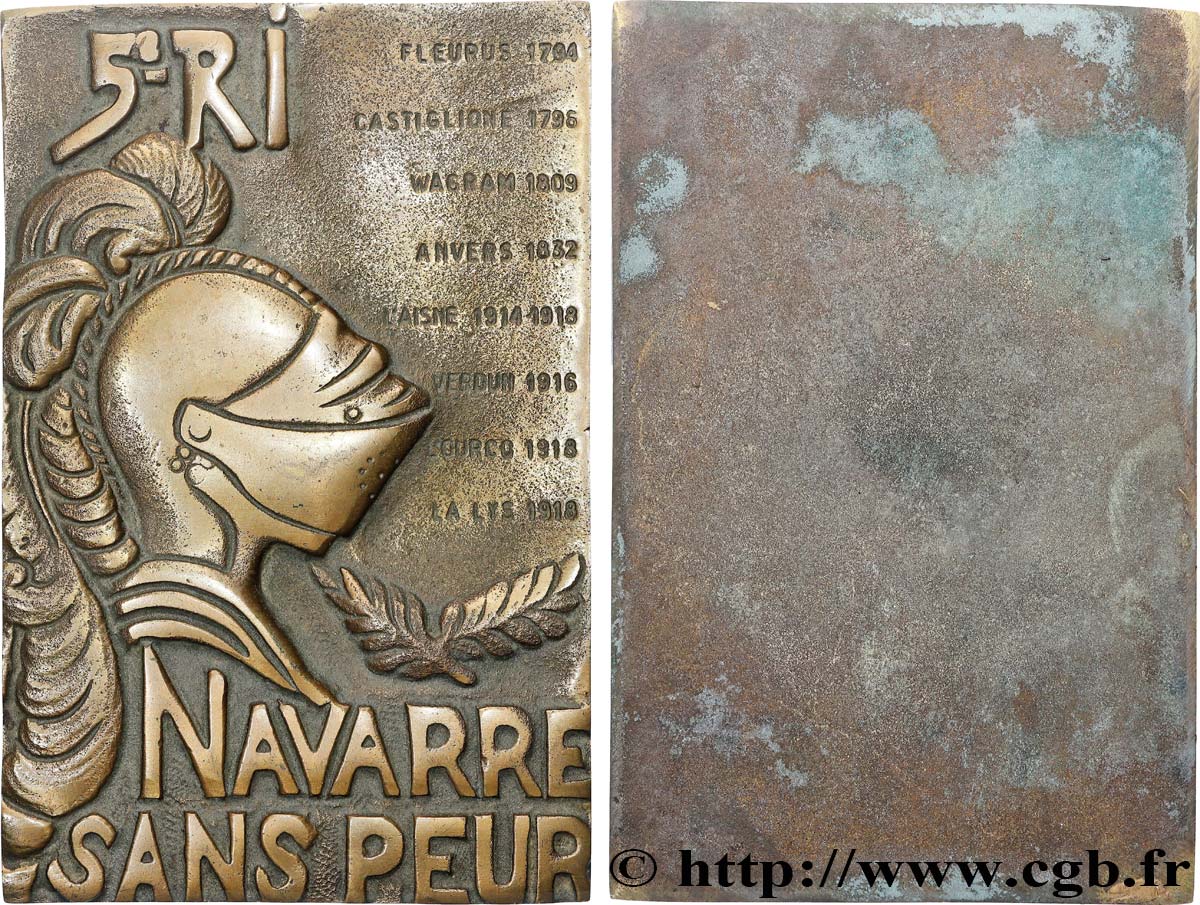 V REPUBLIC Plaquette, 5ème régiment d’infanterie  AU