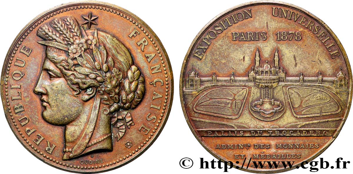 III REPUBLIC Médaille, Palais du Trocadéro, Exposition Universelle XF