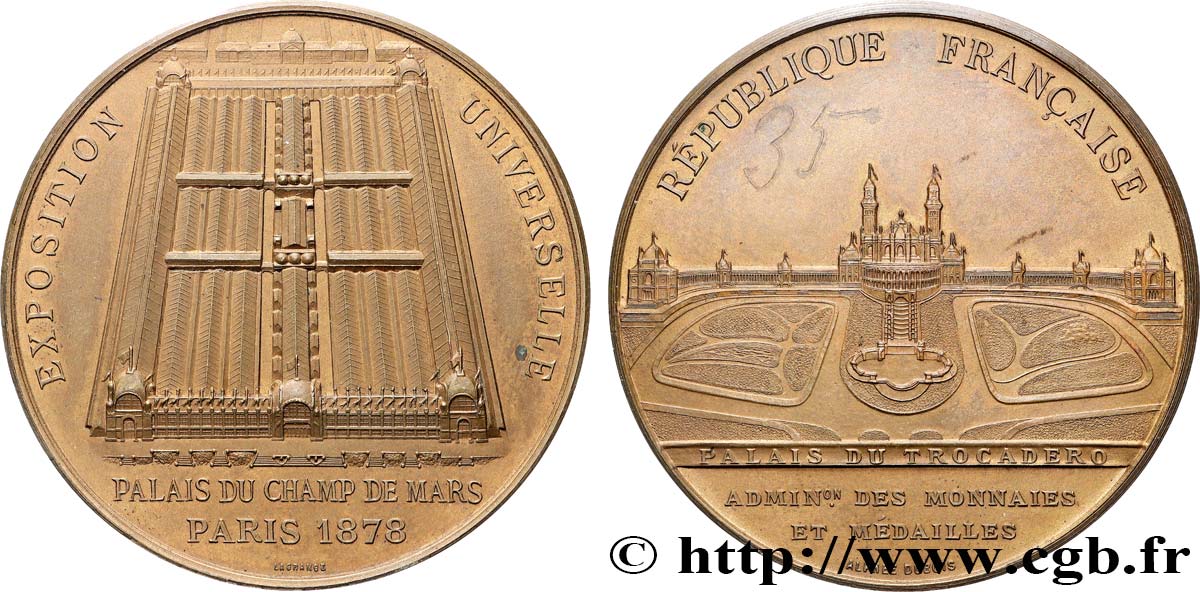 TROISIÈME RÉPUBLIQUE Médaille, Palais du Champ de Mars / Trocadéro SUP
